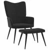 VidaXL Chaise de relaxation avec repose-pied Noir Velours et PVC 1 VidaXL Chaise de relaxation avec repose-pied Noir Velours et PVC -Fauteuils Soldes image 2 327826