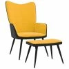 VidaXL Chaise de détente et repose-pied Jaune moutarde Velours et PVC