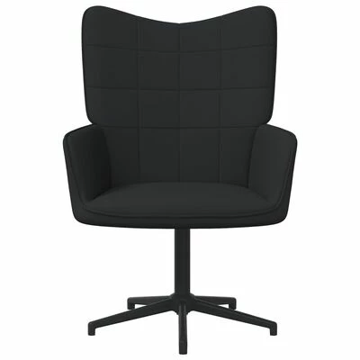 VidaXL Chaise de relaxation avec tabouret Noir Tissu 4 VidaXL Chaise de relaxation avec tabouret Noir Tissu – Image 2