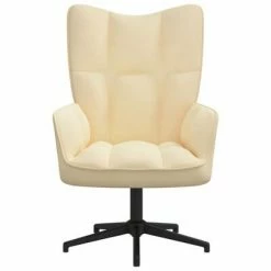 VidaXL Chaise de relaxation Blanc crème Velours -Fauteuils Soldes image 2 328104