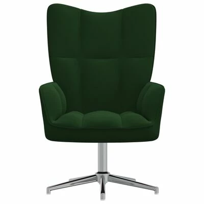 VidaXL Chaise de relaxation Vert foncé Velours 4 VidaXL Chaise de relaxation Vert foncé Velours – Image 2