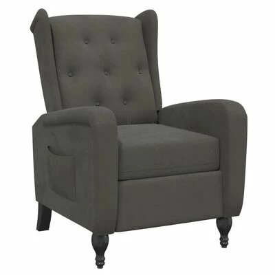 VidaXL Fauteuil inclinable Gris foncé Velours 3 VidaXL Fauteuil inclinable Gris foncé Velours