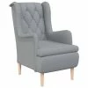 VidaXL Fauteuil avec pieds en bois d'hévéa solide Gris clair Tissu