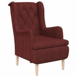 VidaXL Fauteuil avec pieds en bois d'hévéa solide Rouge bordeaux Tissu