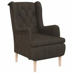 VidaXL Fauteuil avec pieds en bois d'hévéa solide Marron foncé Tissu