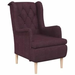 VidaXL Fauteuil avec pieds en bois d'hévéa solide Violet Tissu