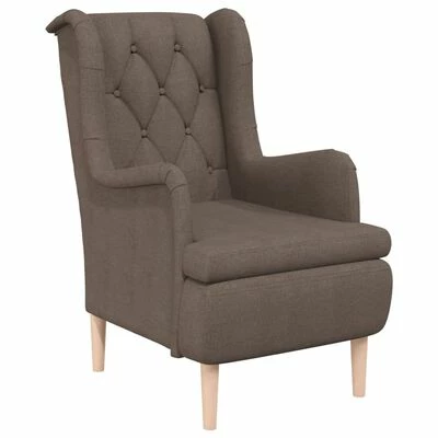VidaXL Fauteuil avec pieds en bois d'hévéa solide Taupe Tissu 3 VidaXL Fauteuil avec pieds en bois d'hévéa solide Taupe Tissu
