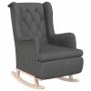 VidaXL Fauteuil avec pieds à bascule en bois d'hévéa Gris foncé Tissu