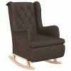 VidaXL Fauteuil avec pieds à bascule bois d'hévéa Marron foncé Tissu