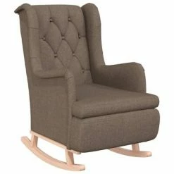 VidaXL Fauteuil avec pieds à bascule en bois d'hévéa Taupe Tissu