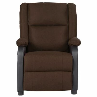 VidaXL Fauteuil inclinable TV Marron foncé Similicuir et tissu 4 VidaXL Fauteuil inclinable TV Marron foncé Similicuir et tissu – Image 2