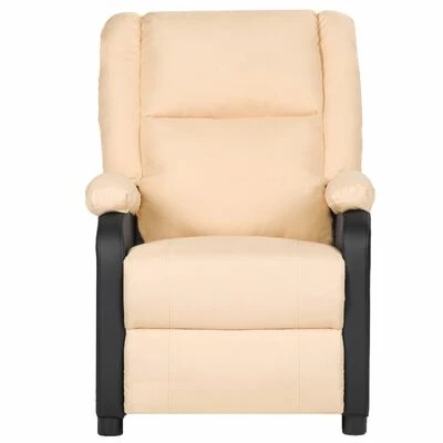 VidaXL Fauteuil inclinable TV Crème Similicuir et tissu 4 VidaXL Fauteuil inclinable TV Crème Similicuir et tissu – Image 2
