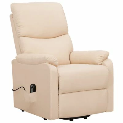 VidaXL Fauteuil inclinable Crème Tissu 4 VidaXL Fauteuil inclinable Crème Tissu – Image 2