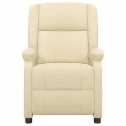 VidaXL Fauteuil inclinable Crème Cuir véritable 9 VidaXL Fauteuil inclinable Crème Cuir véritable -Fauteuils Soldes image 2 337049