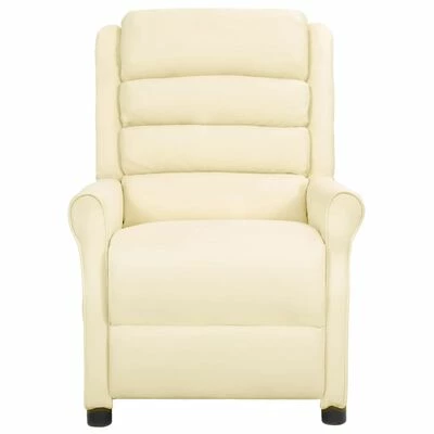 VidaXL Fauteuil inclinable Crème Similicuir 4 VidaXL Fauteuil inclinable Crème Similicuir – Image 2