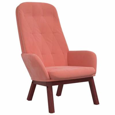 VidaXL Chaise de relaxation Rose Velours 3 VidaXL Chaise de relaxation Rose Velours