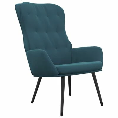 VidaXL Chaise de relaxation Bleu Velours 3 VidaXL Chaise de relaxation Bleu Velours
