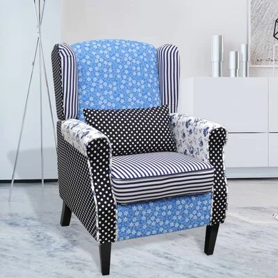 VidaXL Fauteuil avec design de patchwork Tissu 5 VidaXL Fauteuil avec design de patchwork Tissu – Image 3