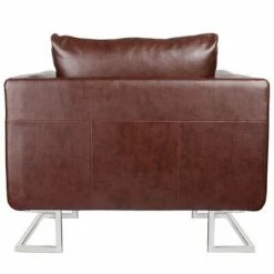 VidaXL Fauteuil cube avec pieds chromés Marron Similicuir -Fauteuils Soldes image 3 240896