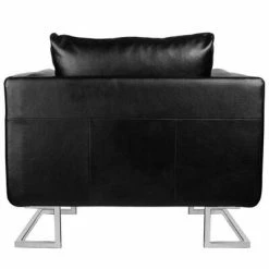 VidaXL Fauteuil cube avec pieds chromés Noir Similicuir -Fauteuils Soldes image 3 241004