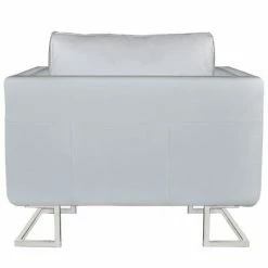 VidaXL Fauteuil cube avec pieds chromés Blanc Similicuir 10 VidaXL Fauteuil cube avec pieds chromés Blanc Similicuir -Fauteuils Soldes image 3 241005