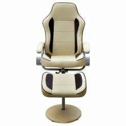 VidaXL Fauteuil avec repose-pied Blanc crème Similicuir -Fauteuils Soldes image 3 241036