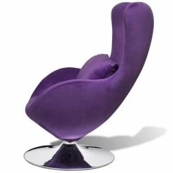 VidaXL Fauteuil pivotant en forme d’œuf avec coussin Violet Velours -Fauteuils Soldes image 3 241177