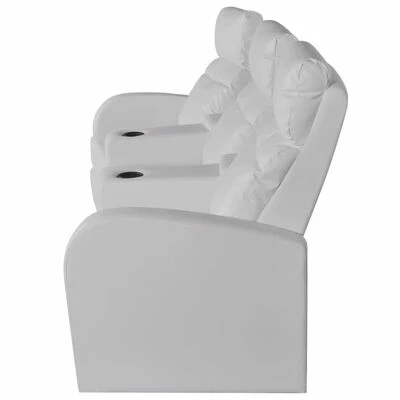 VidaXL Fauteuil inclinable à 3 places Cuir synthétique Blanc 5 VidaXL Fauteuil inclinable à 3 places Cuir synthétique Blanc – Image 3