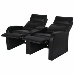 VidaXL Fauteuil inclinable à 2 places Cuir synthétique Noir 10 VidaXL Fauteuil inclinable à 2 places Cuir synthétique Noir -Fauteuils Soldes image 3 242000