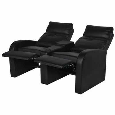 VidaXL Fauteuil inclinable à 2 places Cuir synthétique Noir 5 VidaXL Fauteuil inclinable à 2 places Cuir synthétique Noir – Image 3