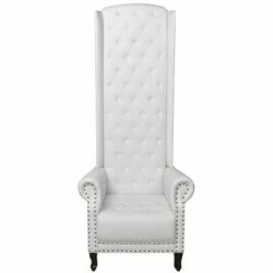 VidaXL Chaise à dossier haut Blanc Similicuir -Fauteuils Soldes image 3 243591