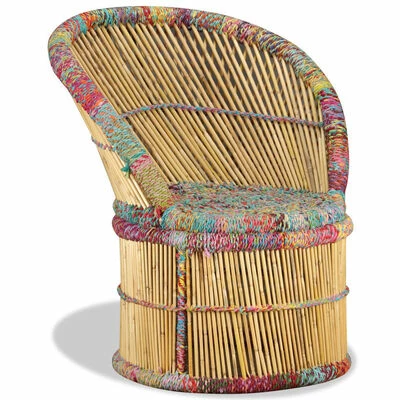 VidaXL Chaise en bambou avec détails chindi 5 VidaXL Chaise en bambou avec détails chindi – Image 3