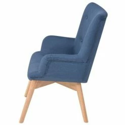 VidaXL Fauteuil avec repose-pied Bleu Tissu -Fauteuils Soldes image 3 244663