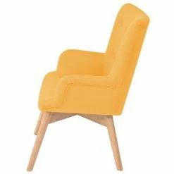 VidaXL Fauteuil avec repose-pied Jaune Tissu -Fauteuils Soldes image 3 244664