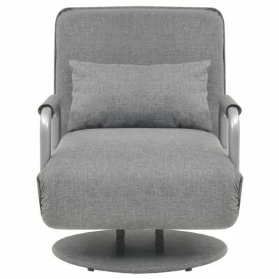 VidaXL Fauteuil pivotant et canapé-lit Gris clair Tissu 5 VidaXL Fauteuil pivotant et canapé-lit Gris clair Tissu – Image 3