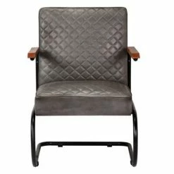 VidaXL Fauteuil Gris Cuir véritable -Fauteuils Soldes image 3 245181