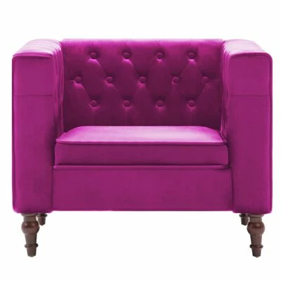 VidaXL Fauteuil Violet Velours 5 VidaXL Fauteuil Violet Velours – Image 3