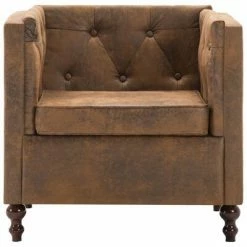VidaXL Fauteuil Marron Aspect de daim Tissu -Fauteuils Soldes image 3 247155