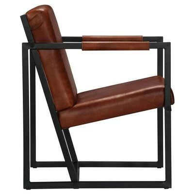 VidaXL Fauteuil Marron Cuir véritable 5 VidaXL Fauteuil Marron Cuir véritable – Image 3