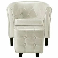 VidaXL Fauteuil avec repose-pied Blanc Similicuir 10 VidaXL Fauteuil avec repose-pied Blanc Similicuir -Fauteuils Soldes image 3 248022