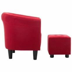 VidaXL Fauteuil et tabouret Rouge bordeaux Tissu -Fauteuils Soldes image 3 248032