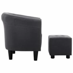 VidaXL Fauteuil et tabouret Noir Tissu -Fauteuils Soldes image 3 248037