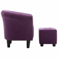 VidaXL Fauteuil et tabouret Violet Tissu -Fauteuils Soldes image 3 248038