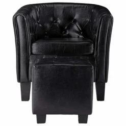 VidaXL Fauteuil avec repose-pied Noir Similicuir -Fauteuils Soldes image 3 248045