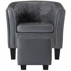 VidaXL Fauteuil avec repose-pied Gris Similicuir -Fauteuils Soldes image 3 248046