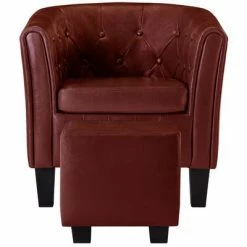 VidaXL Fauteuil avec repose-pied Rouge bordeaux Similicuir -Fauteuils Soldes image 3 248049