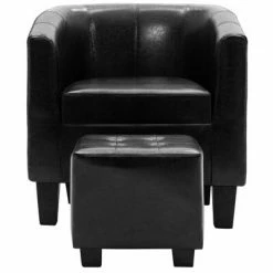 VidaXL Fauteuil avec repose-pied Noir Similicuir -Fauteuils Soldes image 3 248057