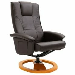 VidaXL Fauteuil TV pivotant avec repose-pied Marron Similicuir -Fauteuils Soldes image 3 248441