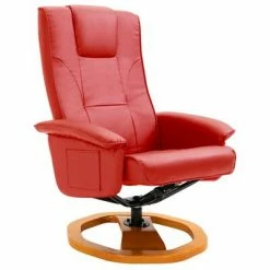 VidaXL Fauteuil TV pivotant avec repose-pied Rouge Similicuir -Fauteuils Soldes image 3 248444