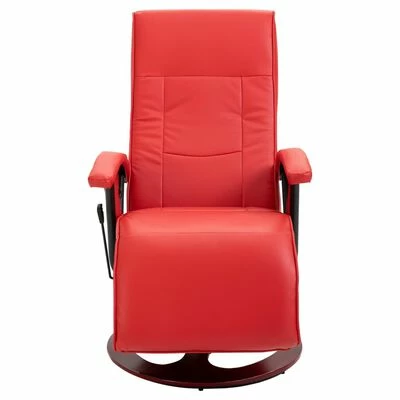 VidaXL Fauteuil TV pivotant Rouge Similicuir 5 VidaXL Fauteuil TV pivotant Rouge Similicuir – Image 3